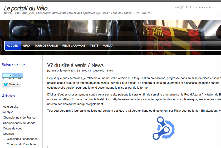 Screenshot portail du vélo v1
